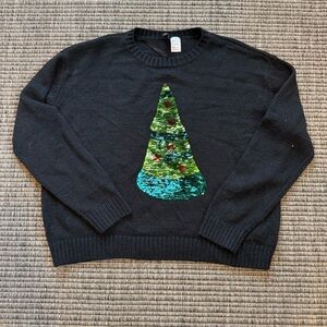H&M Festive Black Sweater with Green Tree